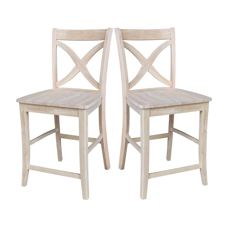 Vineyard Solid Wood Counter Height Stool in Unfinished - 24