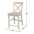 Vineyard Solid Wood Counter Height Stool in Unfinished - 24