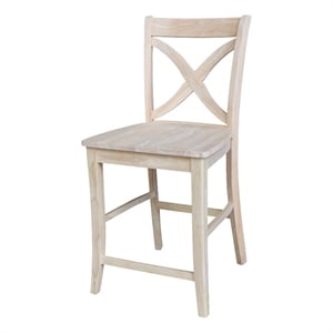 Vineyard Solid Wood Counter Height Stool in Unfinished - 24&quot Seat Height