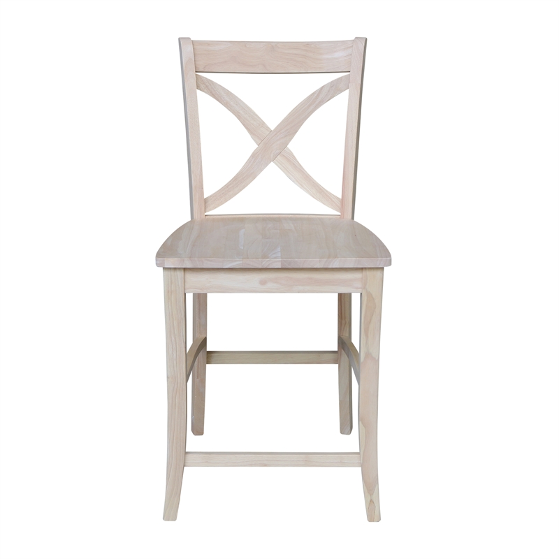 Vineyard Solid Wood Counter Height Stool in Unfinished - 24