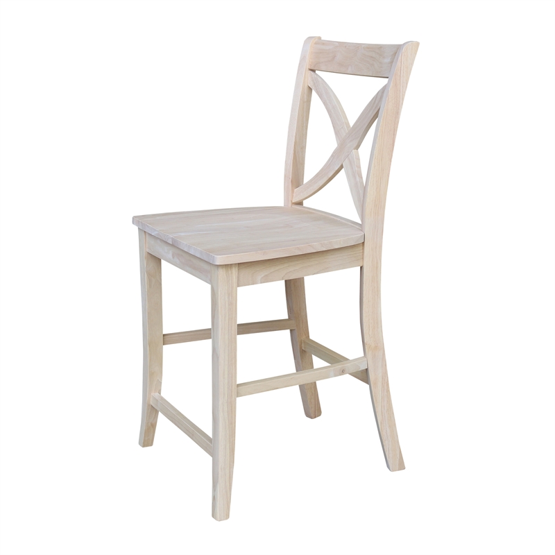 Vineyard Solid Wood Counter Height Stool in Unfinished - 24