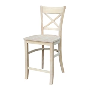 Charlotte Solid Wood Counter Height Stool with a 24&quot Seat Height- Unfinished
