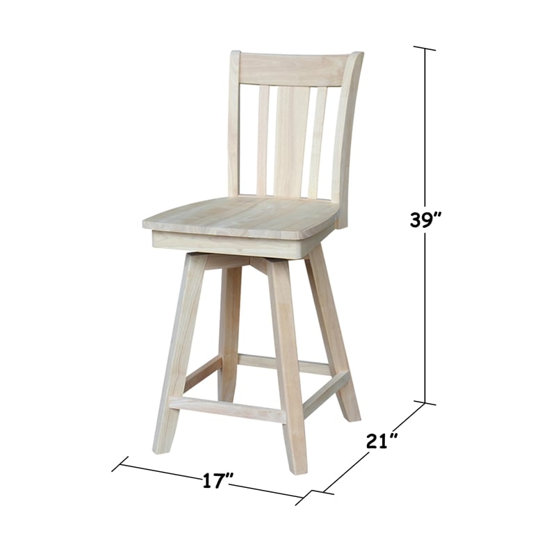 San Remo Natural Wood Counter Height Stool - With Swivel Seat - 24