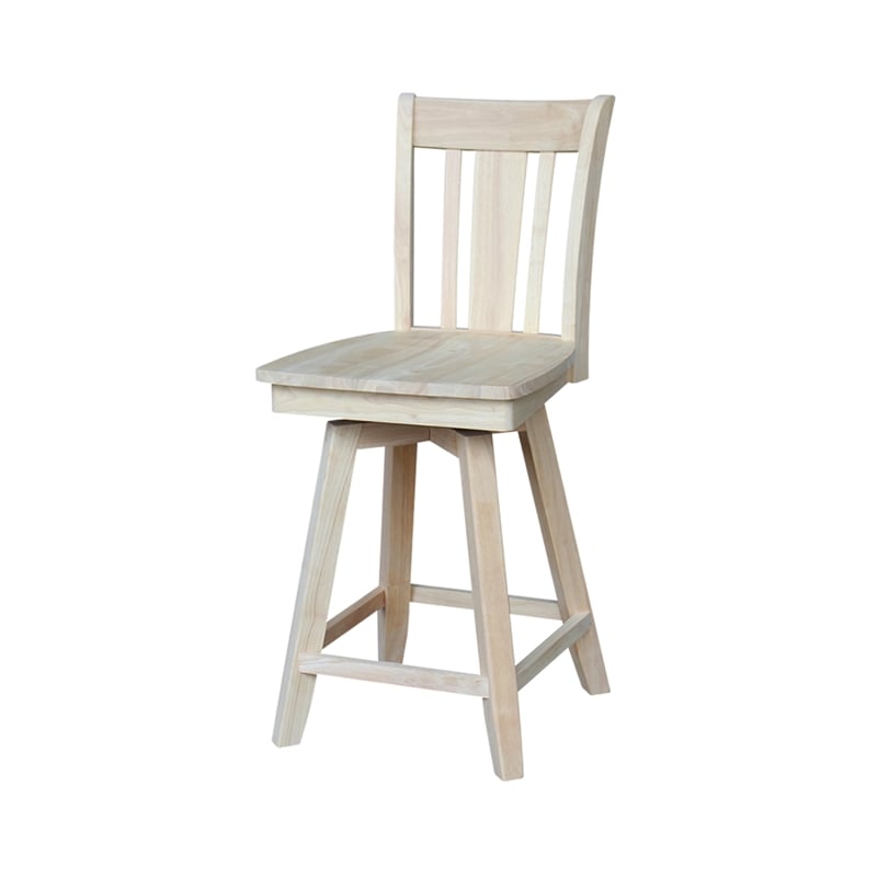 San Remo Natural Wood Counter Height Stool - With Swivel Seat - 24
