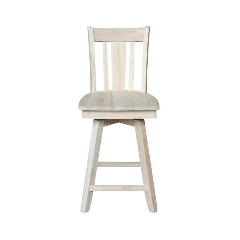 San Remo Natural Wood Counter Height Stool - With Swivel Seat - 24