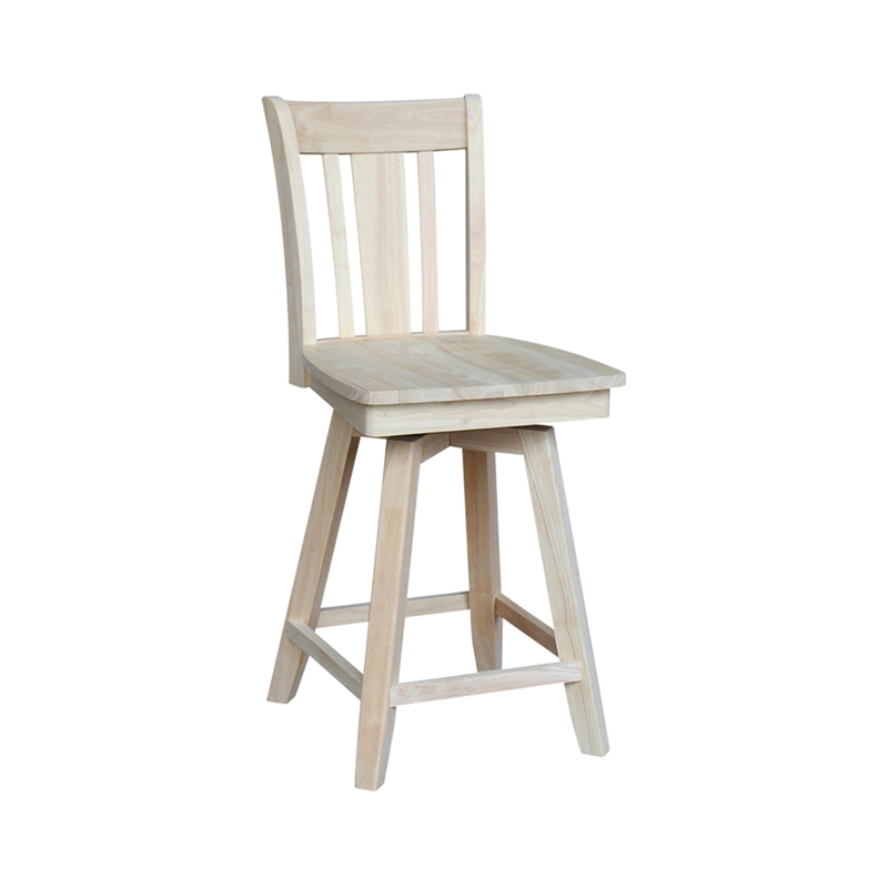 San Remo Natural Wood Counter Height Stool - With Swivel Seat - 24