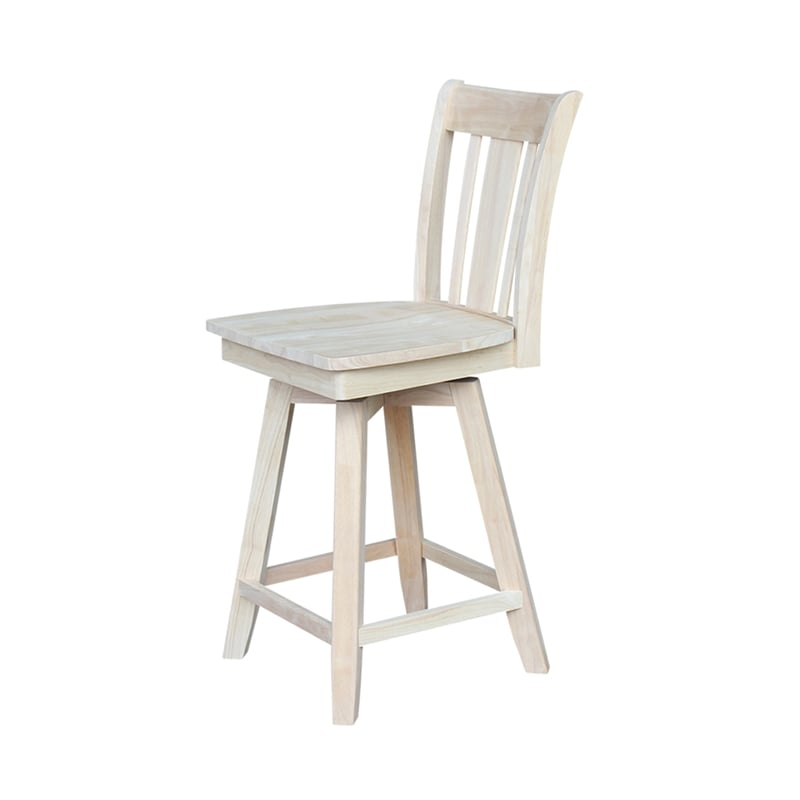 San Remo Natural Wood Counter Height Stool - With Swivel Seat - 24