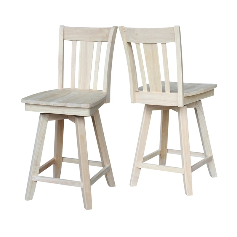 San Remo Natural Wood Counter Height Stool - With Swivel Seat - 24