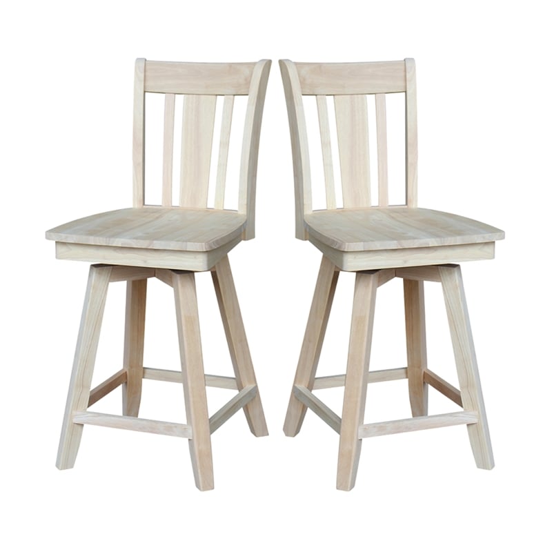 San Remo Natural Wood Counter Height Stool - With Swivel Seat - 24
