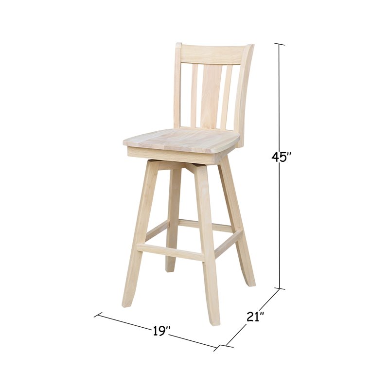 San Remo Natural Wood Bar Height Stool - With Swivel Seat -30.