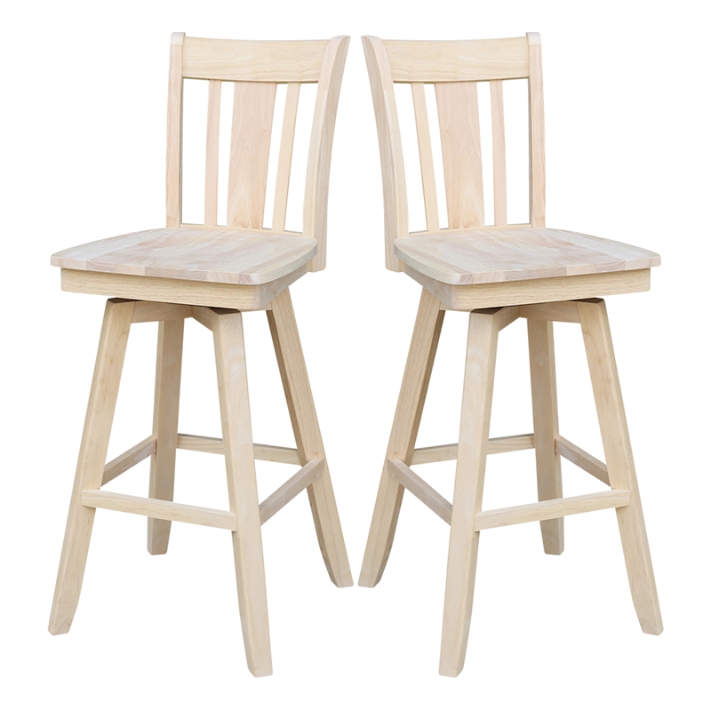 San Remo Natural Wood Bar Height Stool - With Swivel Seat -30.