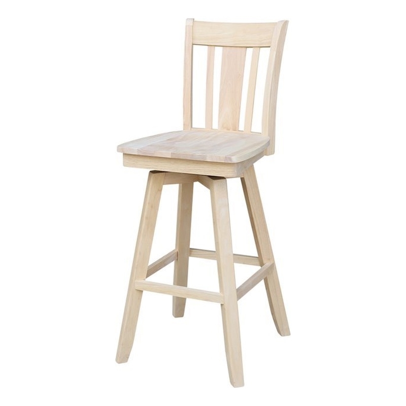 San Remo Natural Wood Bar Height Stool - With Swivel Seat -30.