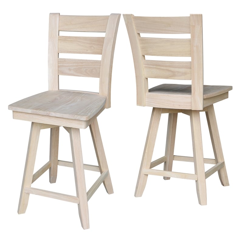 Tuscany Natural Wood Counter height Stool - With Swivel Seat - 24