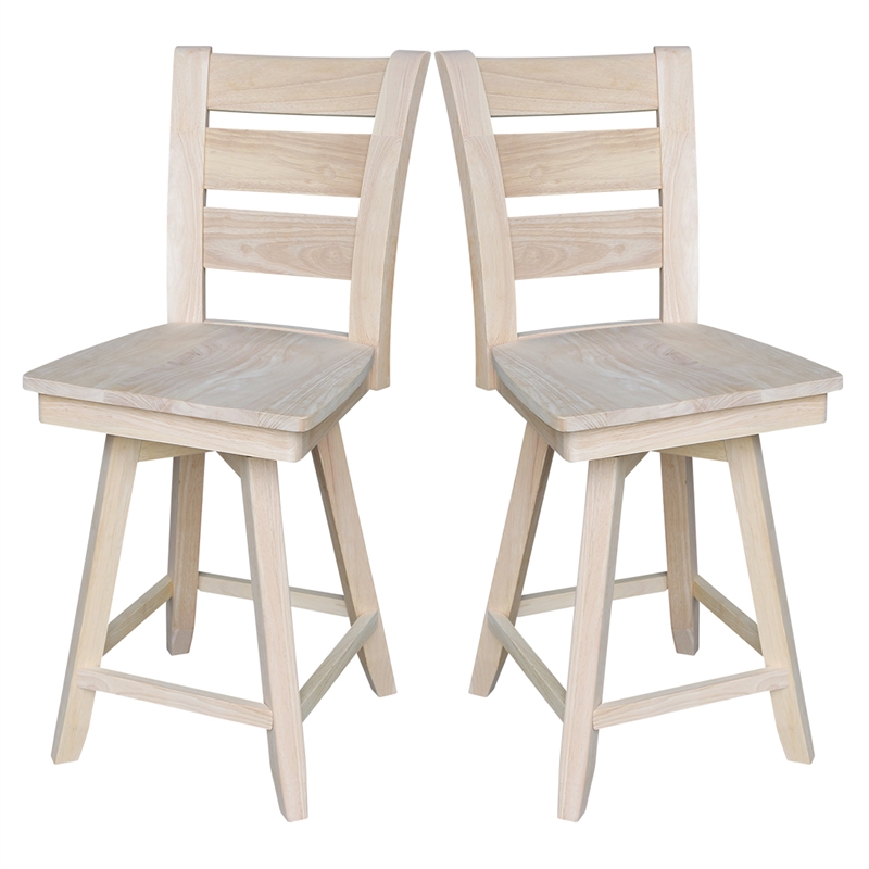 Tuscany Natural Wood Counter height Stool - With Swivel Seat - 24