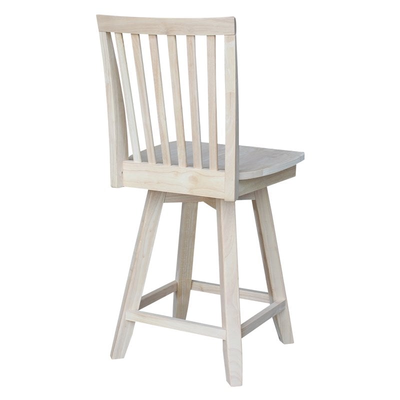 Mission Natural Wood Counter Height Stool With Swivel Seat in Unfinished