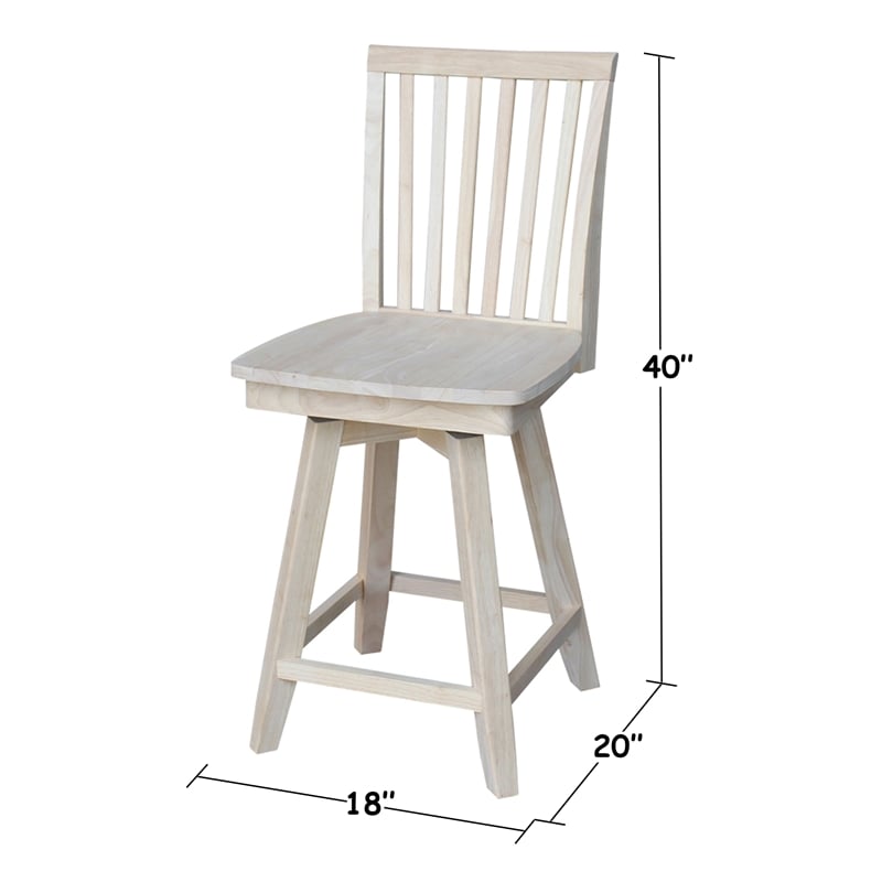 Mission Natural Wood Counter Height Stool With Swivel Seat in Unfinished