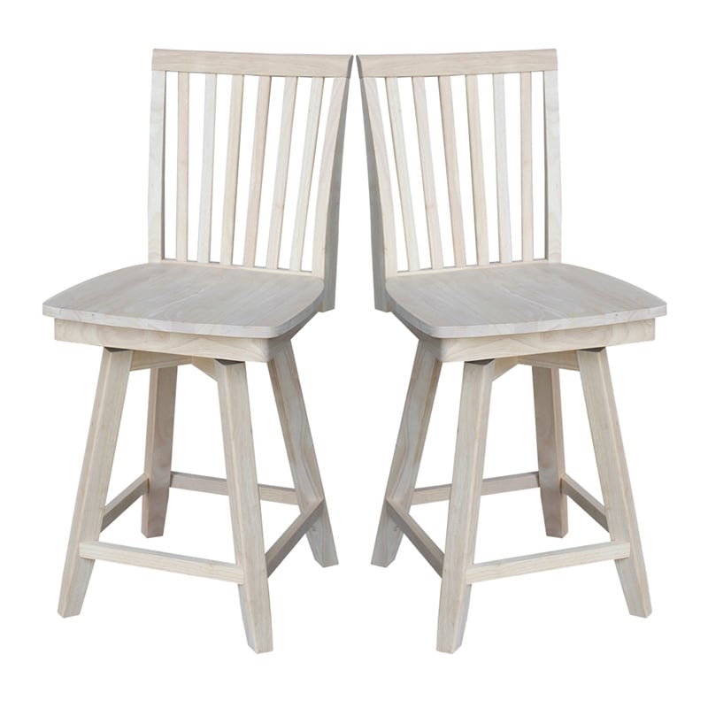 Mission Natural Wood Counter Height Stool With Swivel Seat in Unfinished