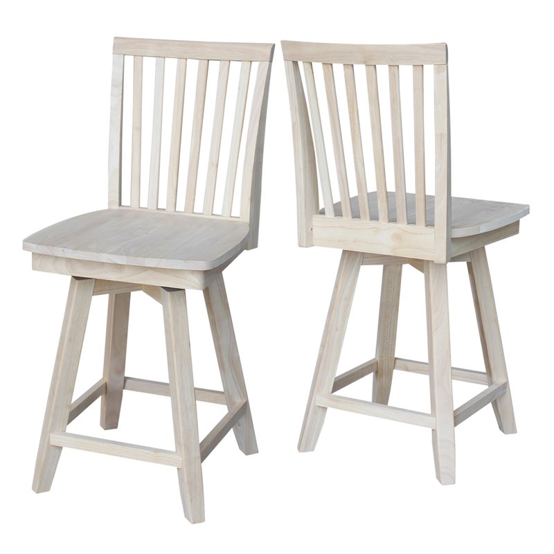 Mission Natural Wood Counter Height Stool With Swivel Seat in Unfinished