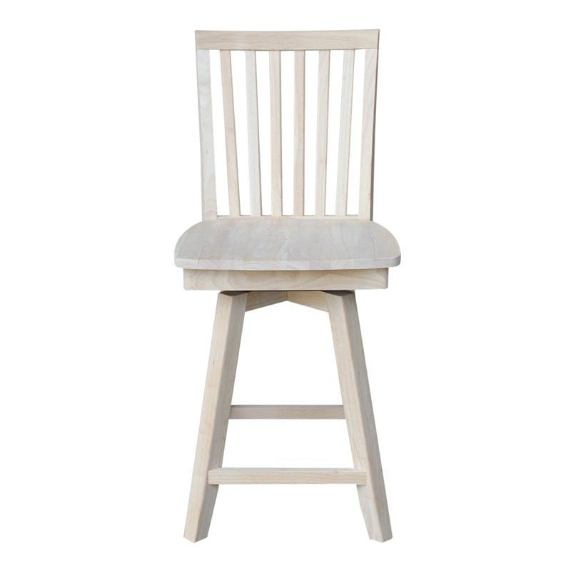 Mission Natural Wood Counter Height Stool With Swivel Seat in Unfinished