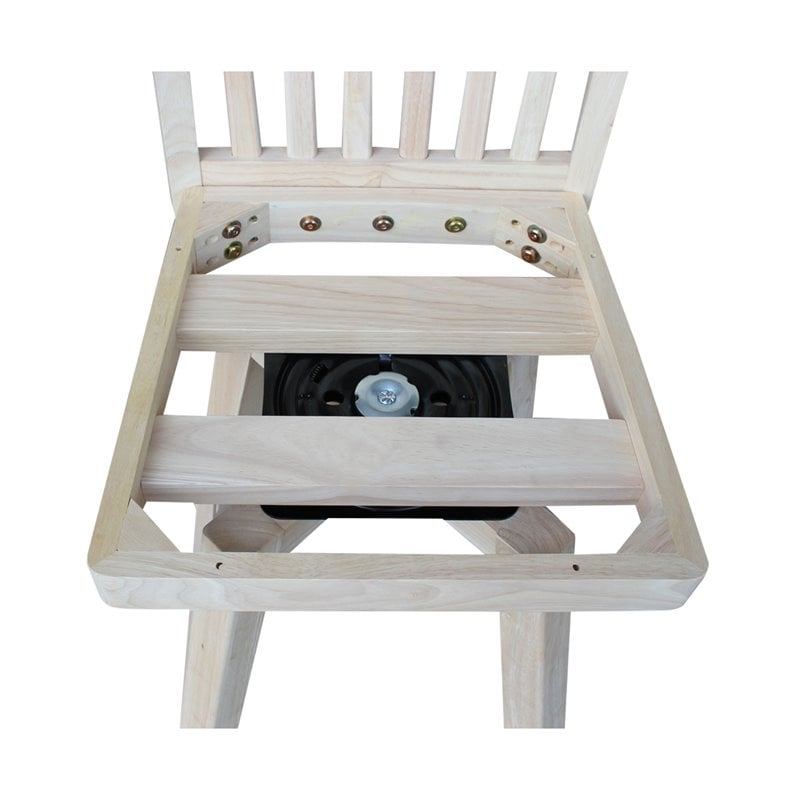 Mission Natural Wood Counter Height Stool With Swivel Seat in Unfinished