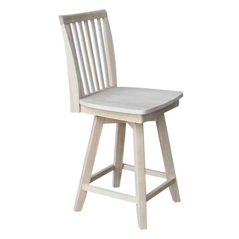 Mission Natural Wood Counter Height Stool With Swivel Seat in Unfinished