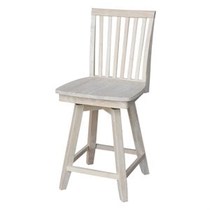 Mission Natural Wood Counter Height Stool With Swivel Seat in Unfinished
