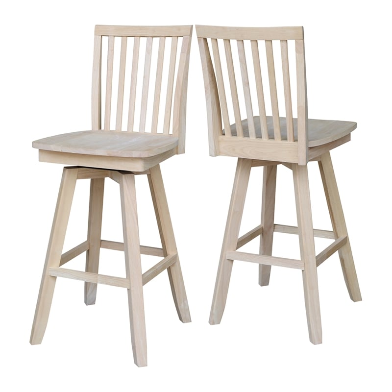 Mission Natural Wood Bar height Stool - With Swivel Seat - 30