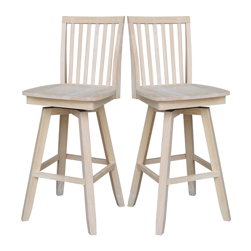 Mission Natural Wood Bar height Stool - With Swivel Seat - 30