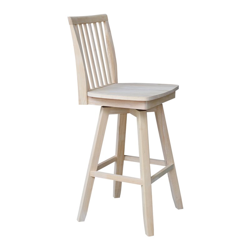 Mission Natural Wood Bar height Stool - With Swivel Seat - 30