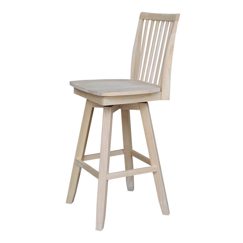 Mission Natural Wood Bar height Stool - With Swivel Seat - 30