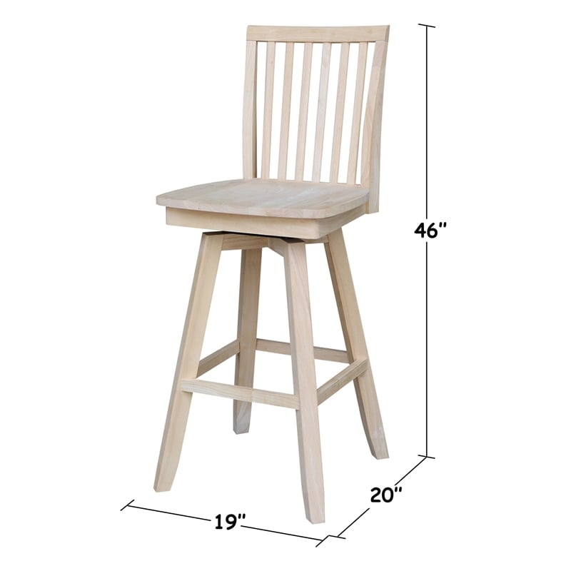 Mission Natural Wood Bar height Stool - With Swivel Seat - 30