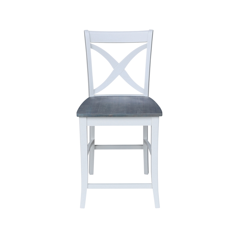 Vineyard Solid Wood Counter Height Stool in White/Heather Gray - 24