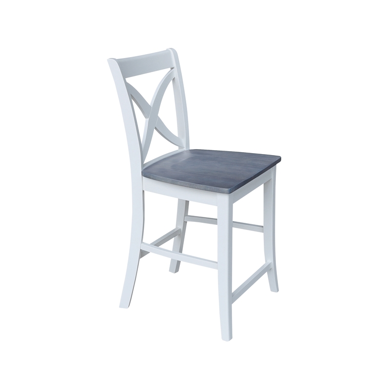 Vineyard Solid Wood Counter Height Stool in White/Heather Gray - 24