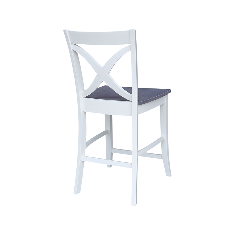 Vineyard Solid Wood Counter Height Stool in White/Heather Gray - 24