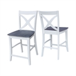 Vineyard Solid Wood Counter Height Stool in White/Heather Gray - 24