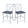 Vineyard Solid Wood Counter Height Stool in White/Heather Gray - 24