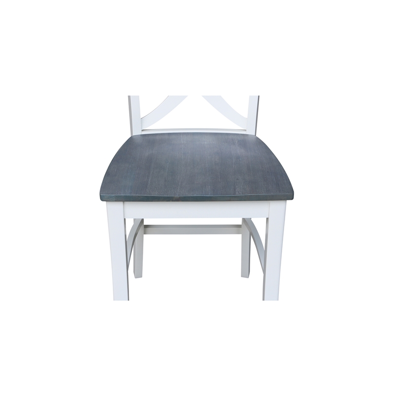 Vineyard Solid Wood Counter Height Stool in White/Heather Gray - 24