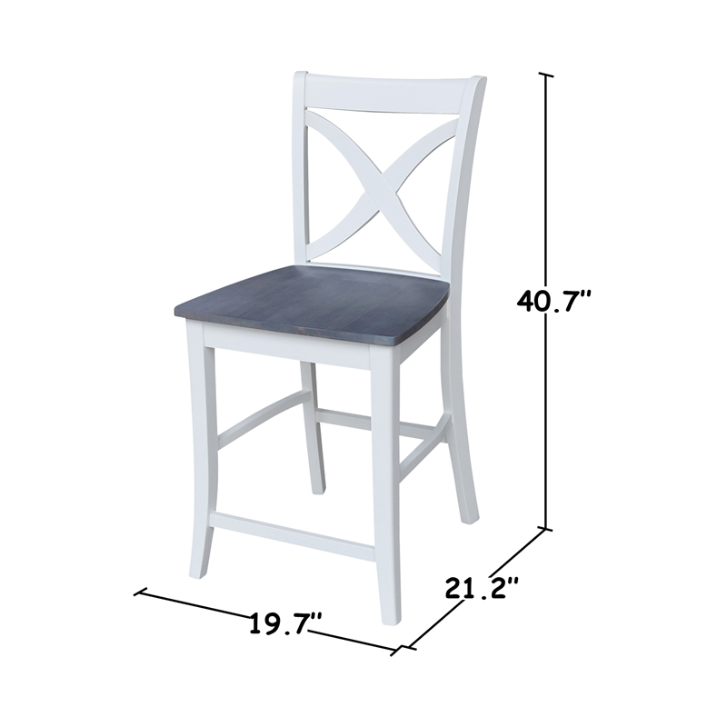 Vineyard Solid Wood Counter Height Stool in White/Heather Gray - 24