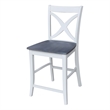 Vineyard Solid Wood Counter Height Stool in White/Heather Gray - 24