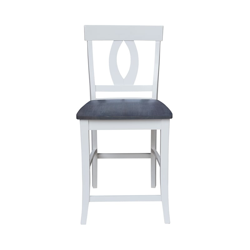 Verona Solid Wood Counter height Stool in White and Heather Gray