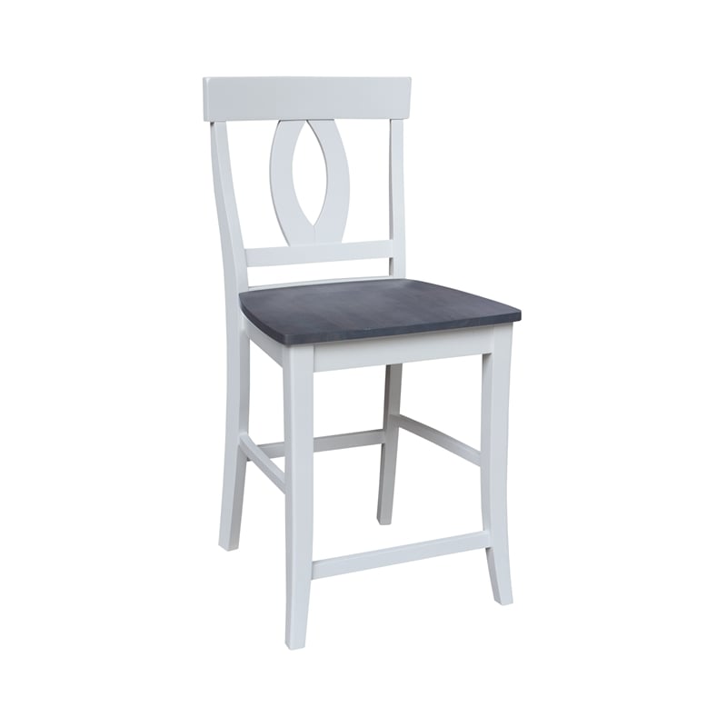 Verona Solid Wood Counter height Stool in White and Heather Gray