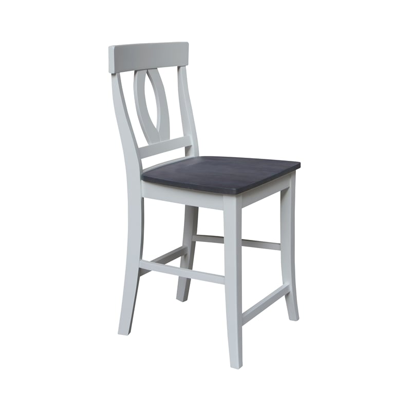 Verona Solid Wood Counter height Stool in White and Heather Gray