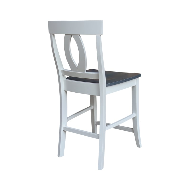 Verona Solid Wood Counter height Stool in White and Heather Gray