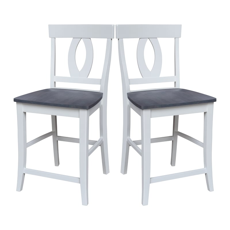Verona Solid Wood Counter height Stool in White and Heather Gray
