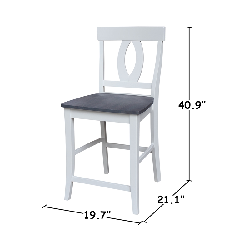 Verona Solid Wood Counter height Stool in White and Heather Gray