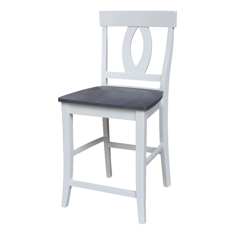 Verona Solid Wood Counter height Stool in White and Heather Gray
