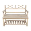 International Concepts Double X-Back Bench With Arms and Shelf