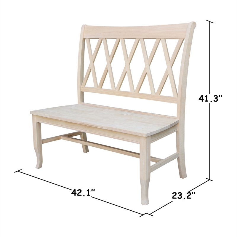 International Concepts Double X-Back Natural Wood Bench