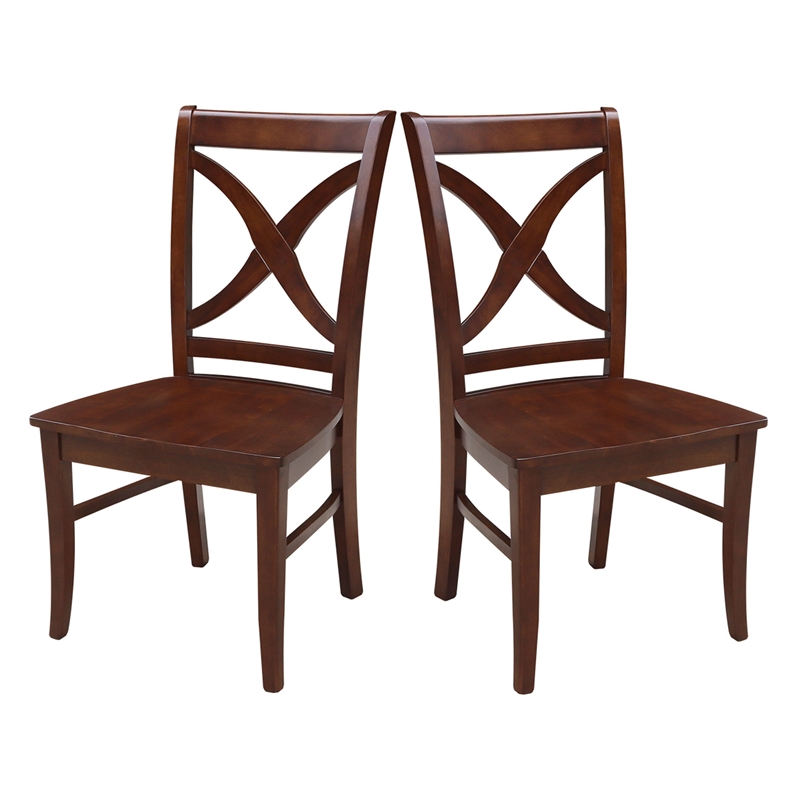 International Concepts Set of Two Salerno Chairs  with Wood Seats