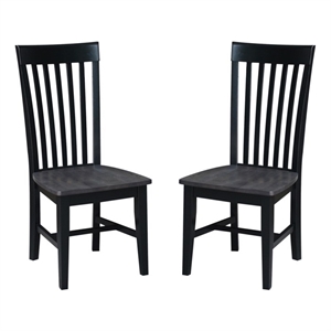 Set of Two Cosmo Tall Solid Wood Mission Chairs in Coal Black/Washed Black